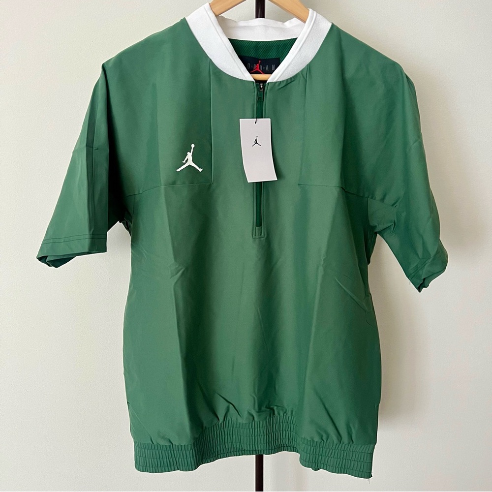 Jordan Team Lightweight Nylon Coaches Jacket Mens M Green 1/2 Zip CV5858-341 NWT